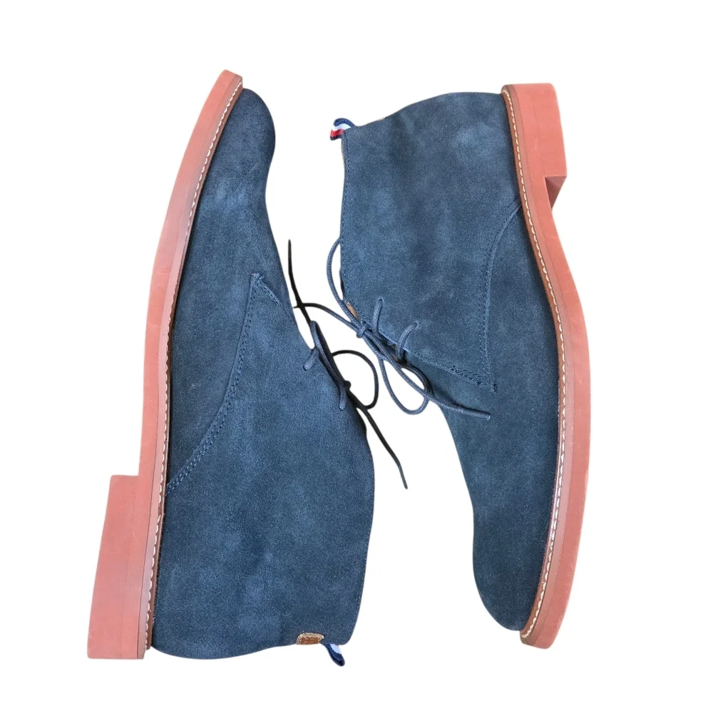 Tommy Hilfiger Men’s Blue Suede Chukka Boots Size 11 Leather Lace Up